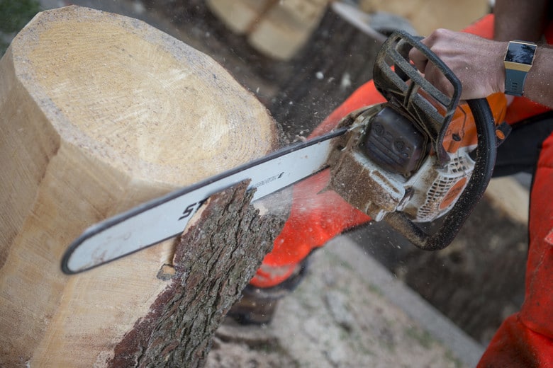 smoking chainsaw