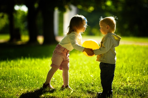 Children Playing in Yard