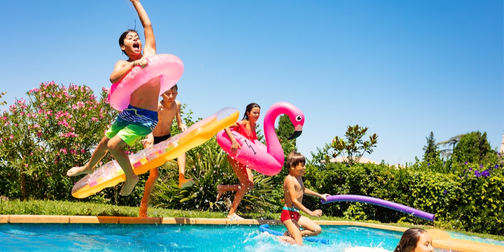 artificial grass around pool