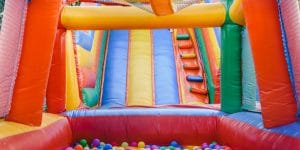 Bounce House on Sloped Yard