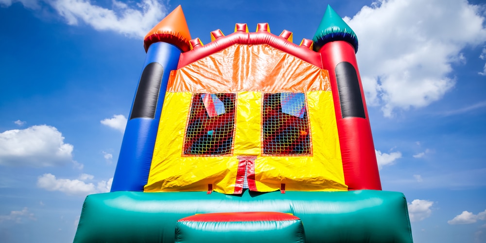 Bounce House on Sloped Yard