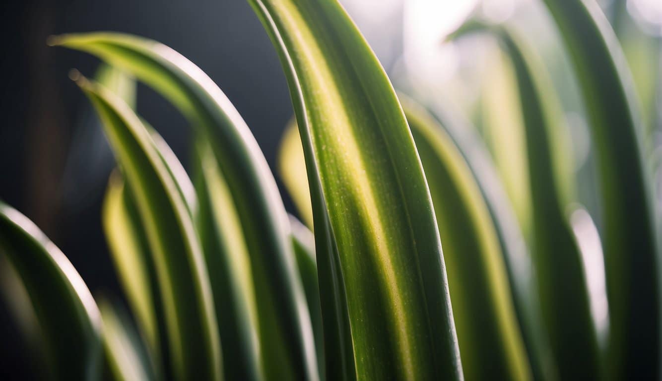 A snake plant bends, struggling to grow straight