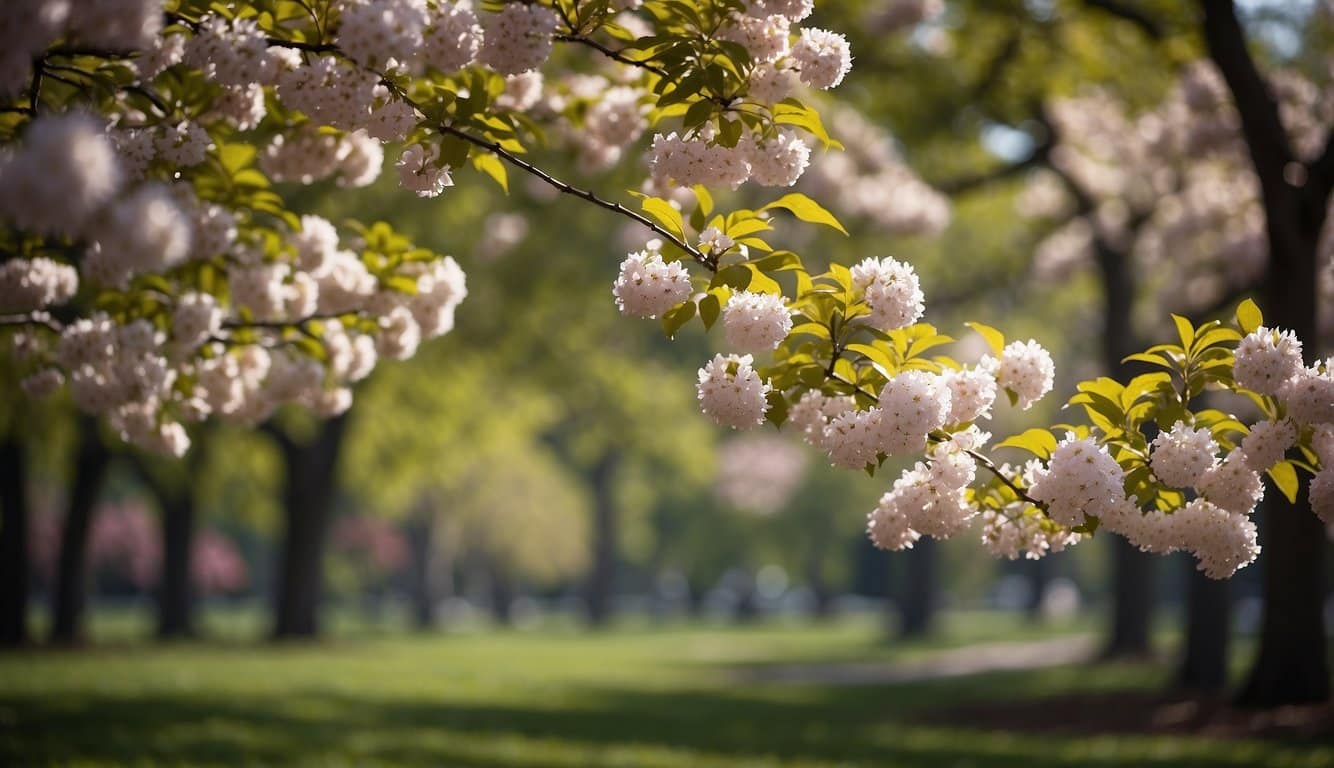 Ornamental flowering trees bloom in a Delaware park, attracting visitors with their vibrant colors and sweet fragrance