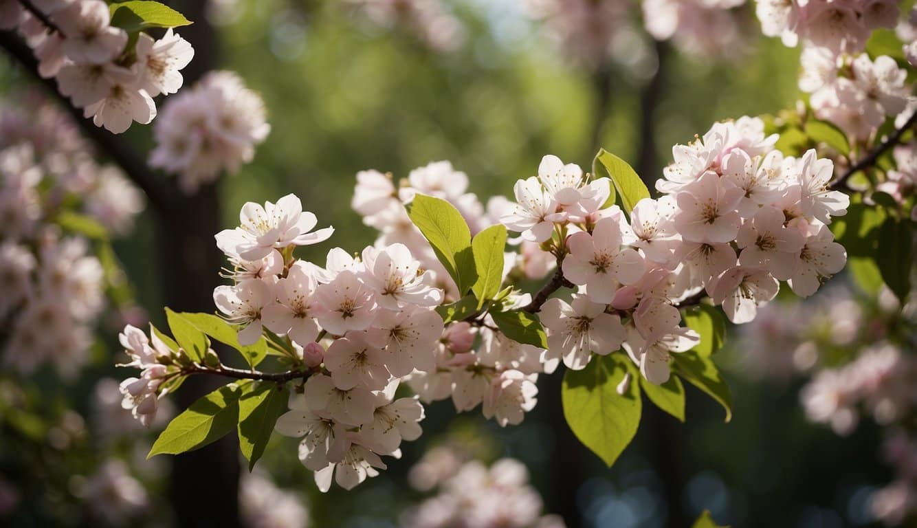 Delaware's flowering trees cycle through seasonal blooms. Pink and white blossoms burst against a backdrop of lush greenery