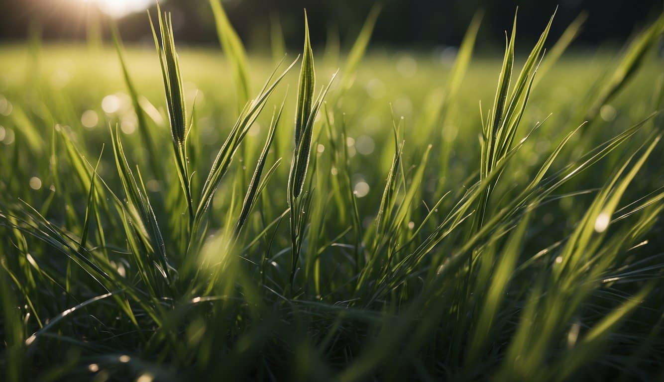 A lush field of Bermuda grass contrasts with the smooth, deep green of Kentucky bluegrass, creating a vibrant and diverse landscape