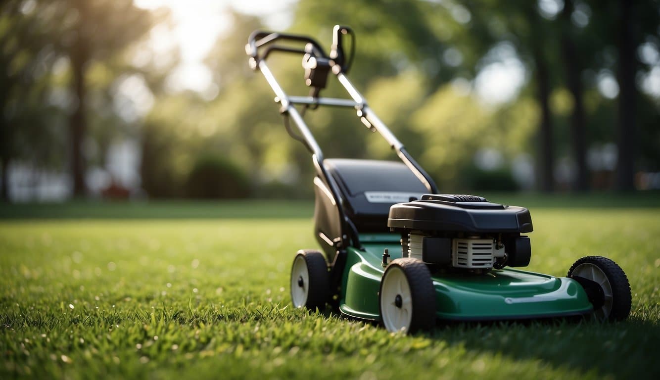 A lawn mower vibrates on grass, creating ripples in the ground