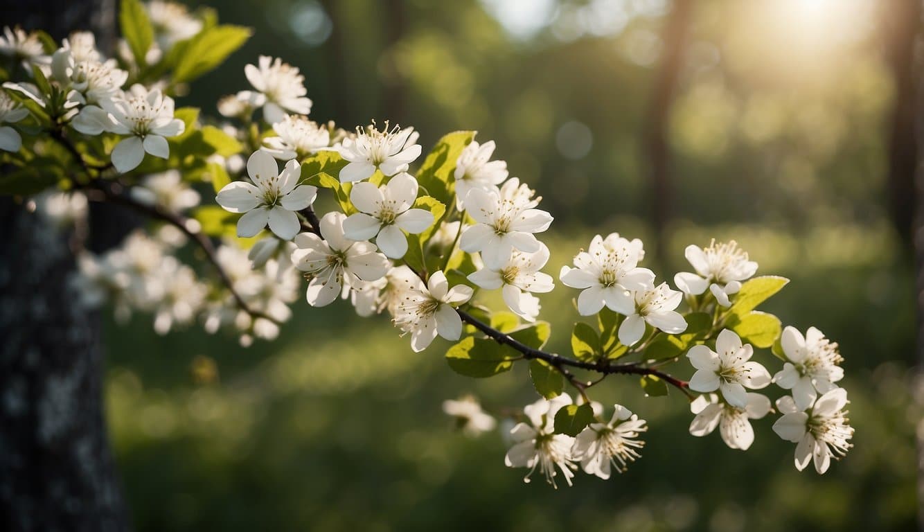 White flowering trees bloom in a Wisconsin landscape