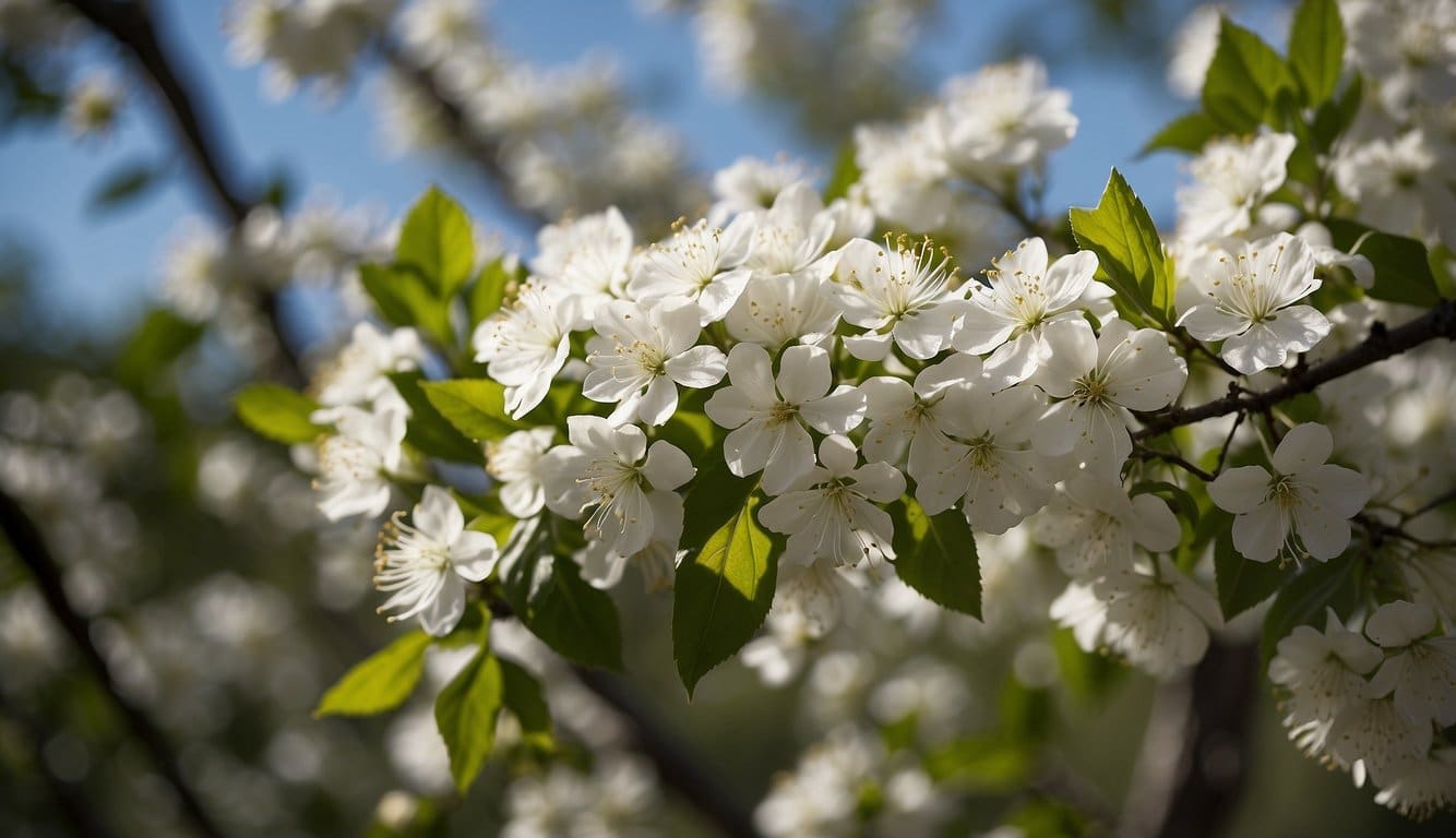 A variety of white flowering trees bloom across the Wisconsin landscape