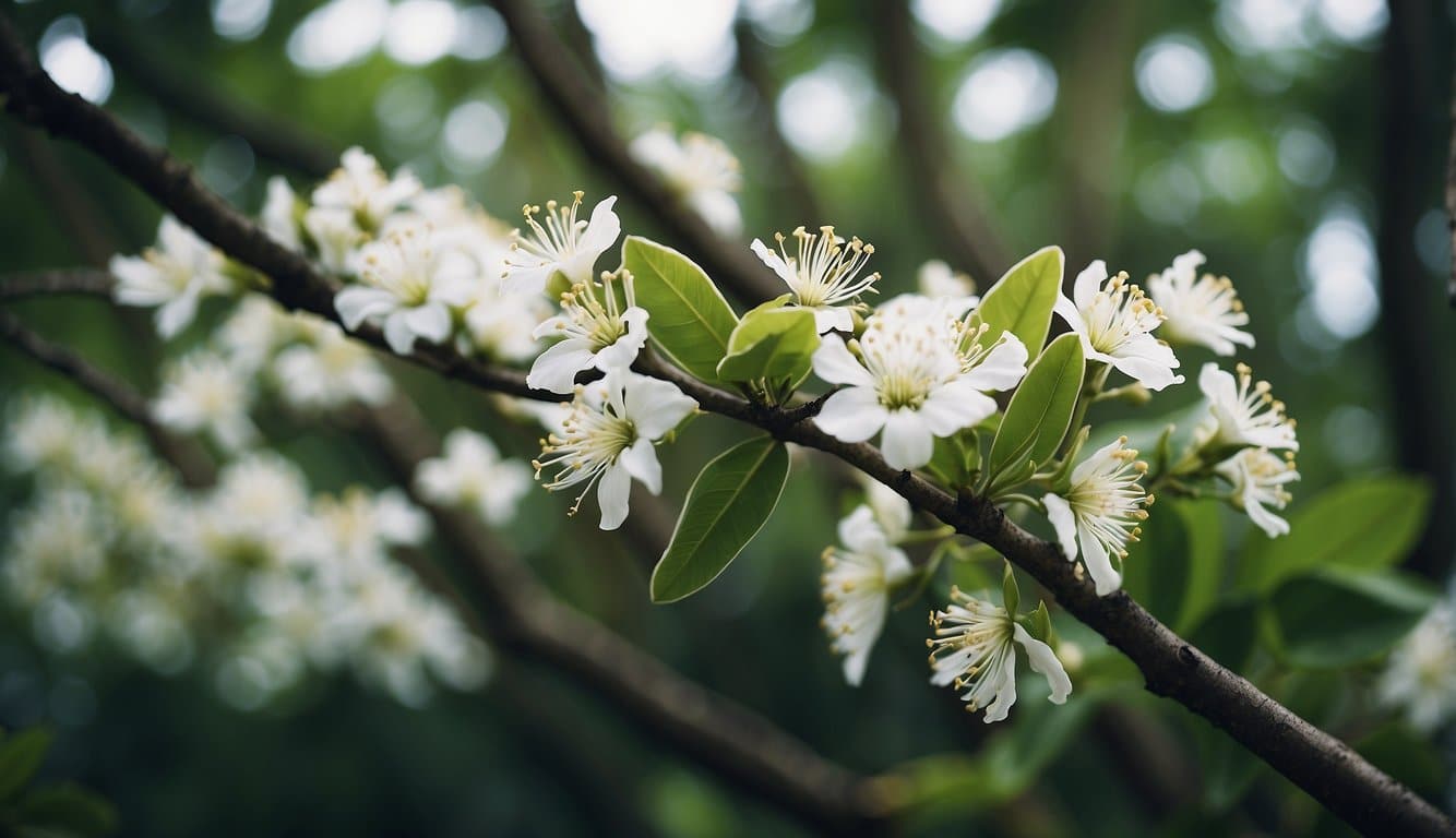 Prominent trees with white flowers in Hawaii