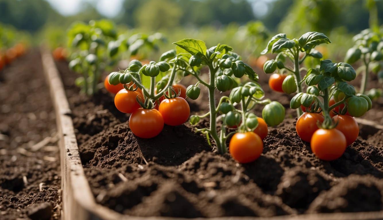 Tomato plants being planted in Connecticut during the spring
