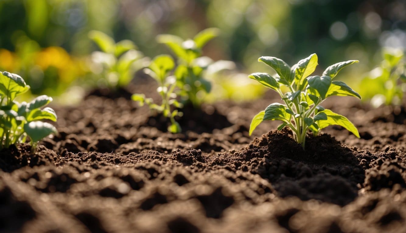 A sunny New Jersey garden with rich, well-drained soil, ready for tomato planting in the early summer months