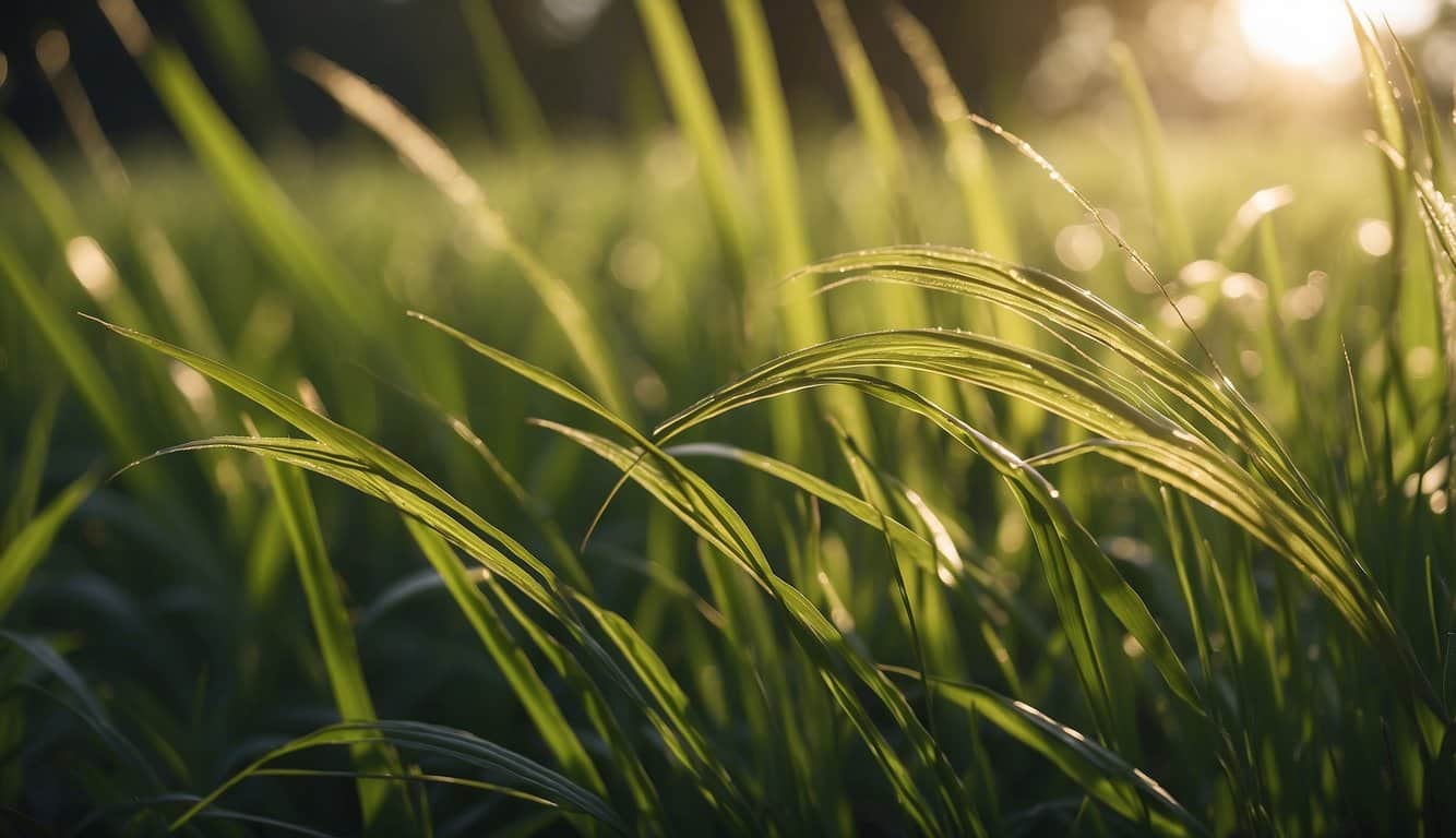 Lush green grasses sway in the warm Florida breeze, thriving in the cool-season climate. Tall blades reach for the sun, creating a picturesque scene for any lawn