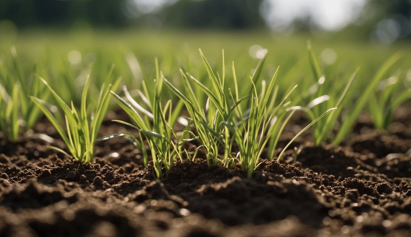 Green grass seeds being planted in fertile Michigan soil during the spring season