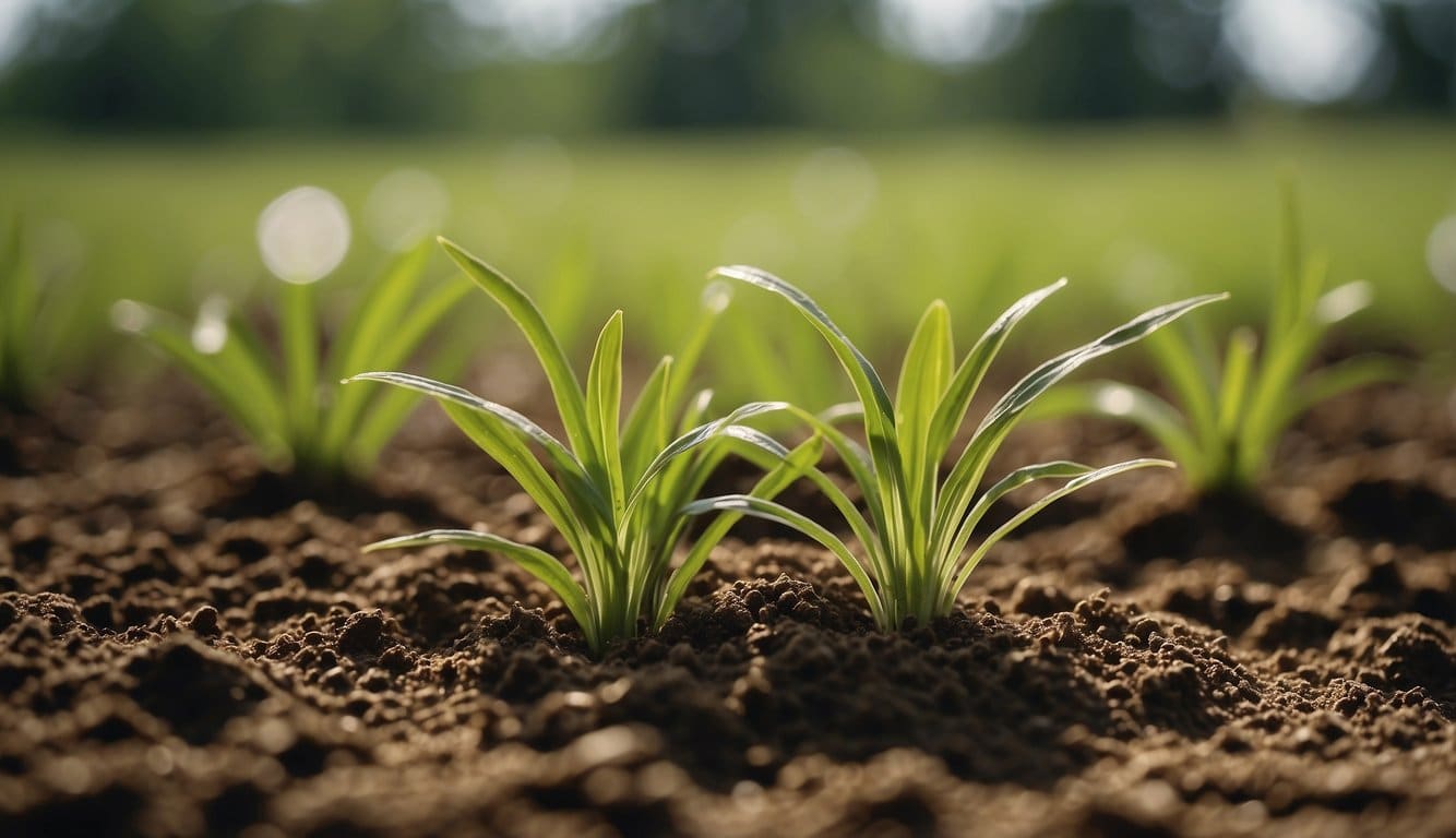 Lush green grass being planted in fertile Ohio soil during the spring