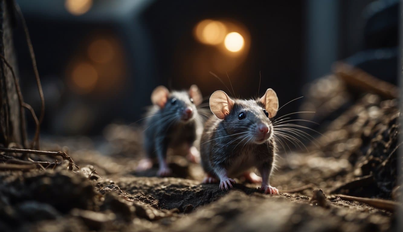 Rats fleeing from traps and repellents in a cluttered basement