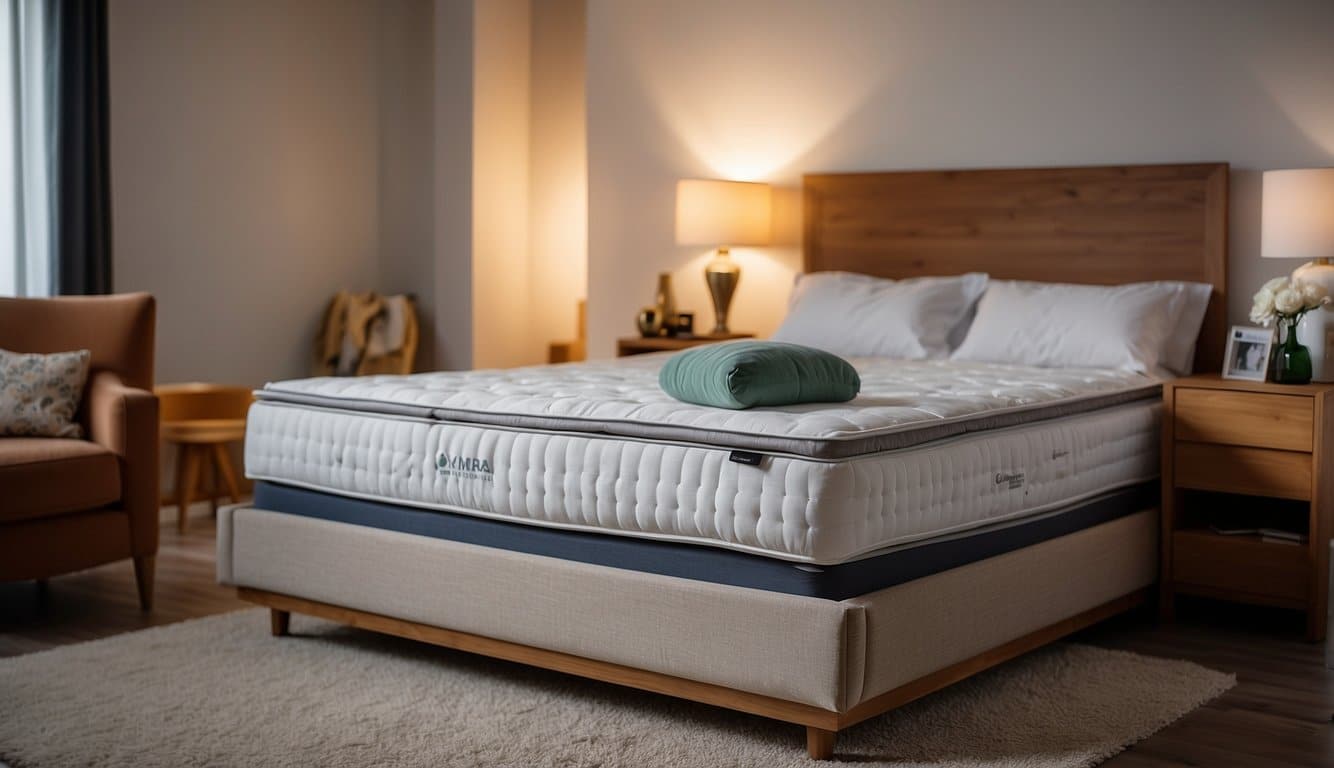 A room with a mattress and furniture, surrounded by pest control equipment and products for bed bug treatment