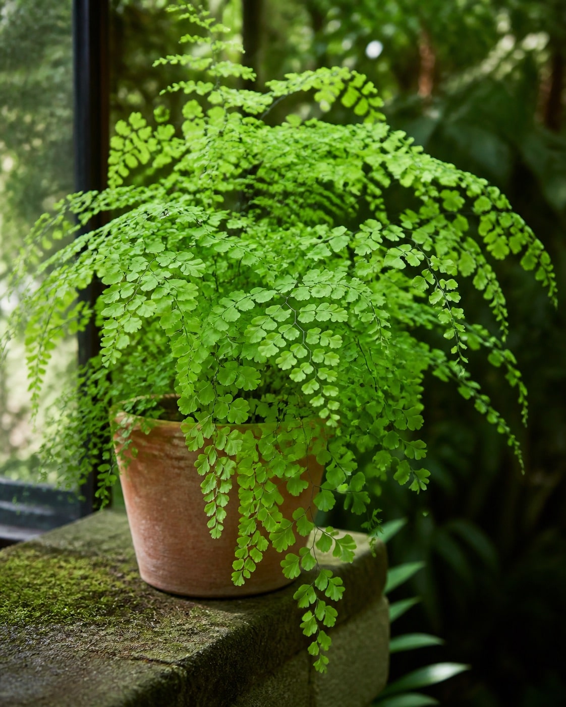 Maidenhair fern in a terracotta pot