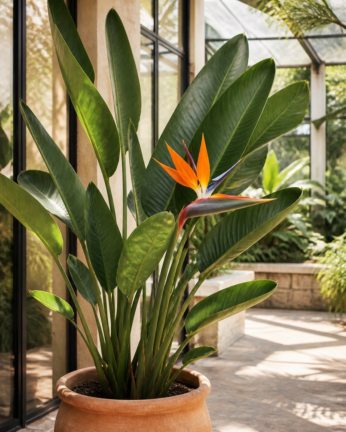 Bird of paradise plant in a conservatory